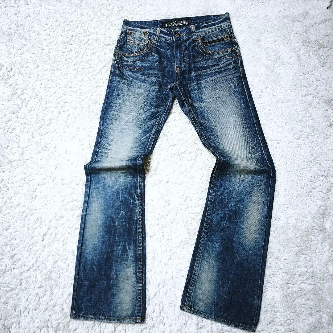 RED PEPPER レッドペッパー 刺繍デニム ブーツカット フレア 羽 翼