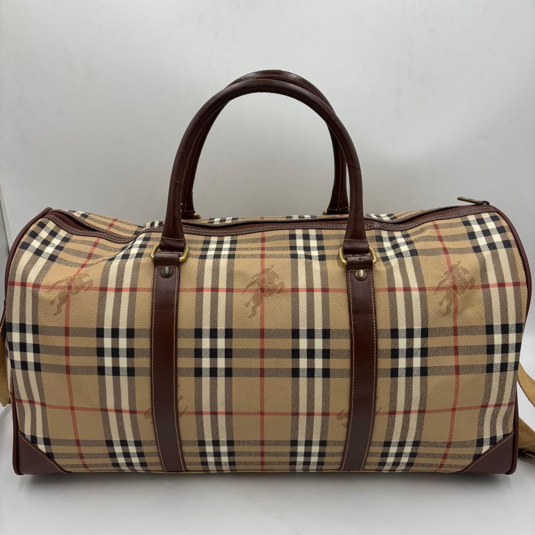 バーバリー ノバチェック 2way レザー ボストンバッグ ショルダーバッグ