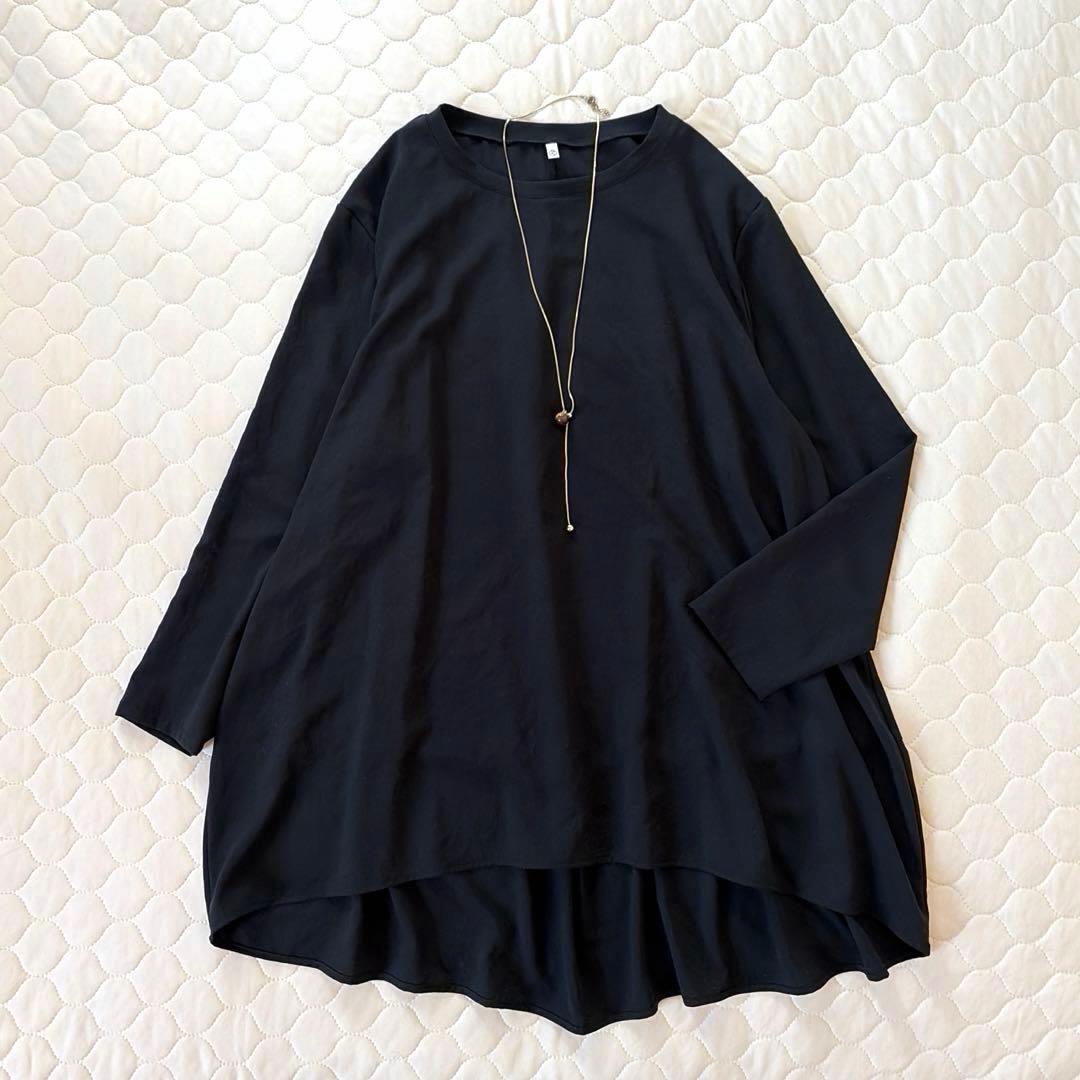 【美品】BEARDSLEY 後ろドレープTブラウス　ブラック　FREEサイズ