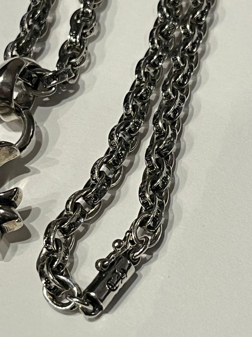 シルバー クロス　 ネックレス　ペーパーチェーン　50cm クロムハーツ