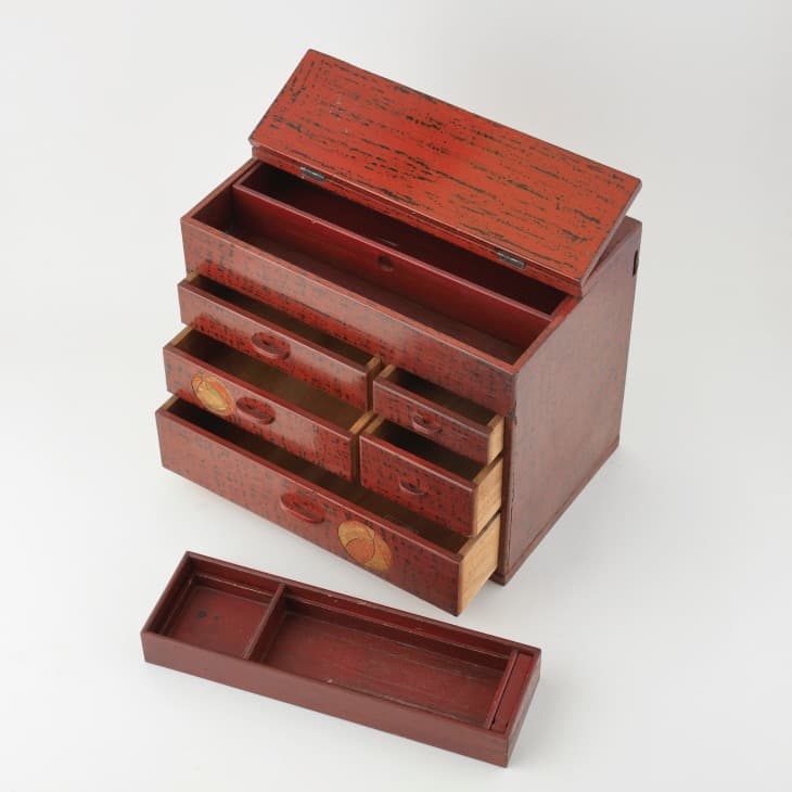 アンティーク小引き出し / 裁縫箱　漆研ぎ出し仕上げ