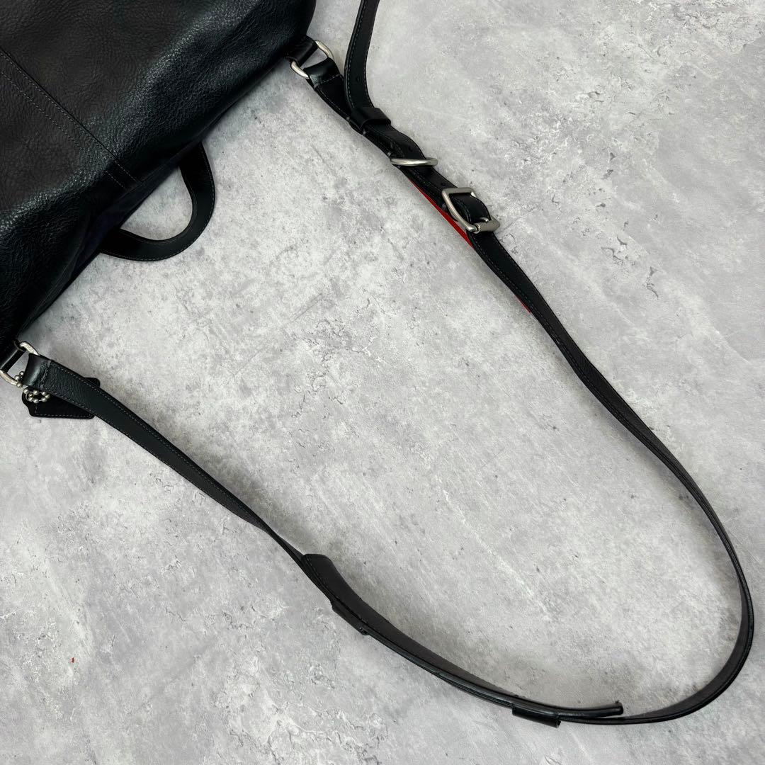 【極美品✨】 コーチ メッセンジャーバッグ ブラック ネイビー レザー 大容量