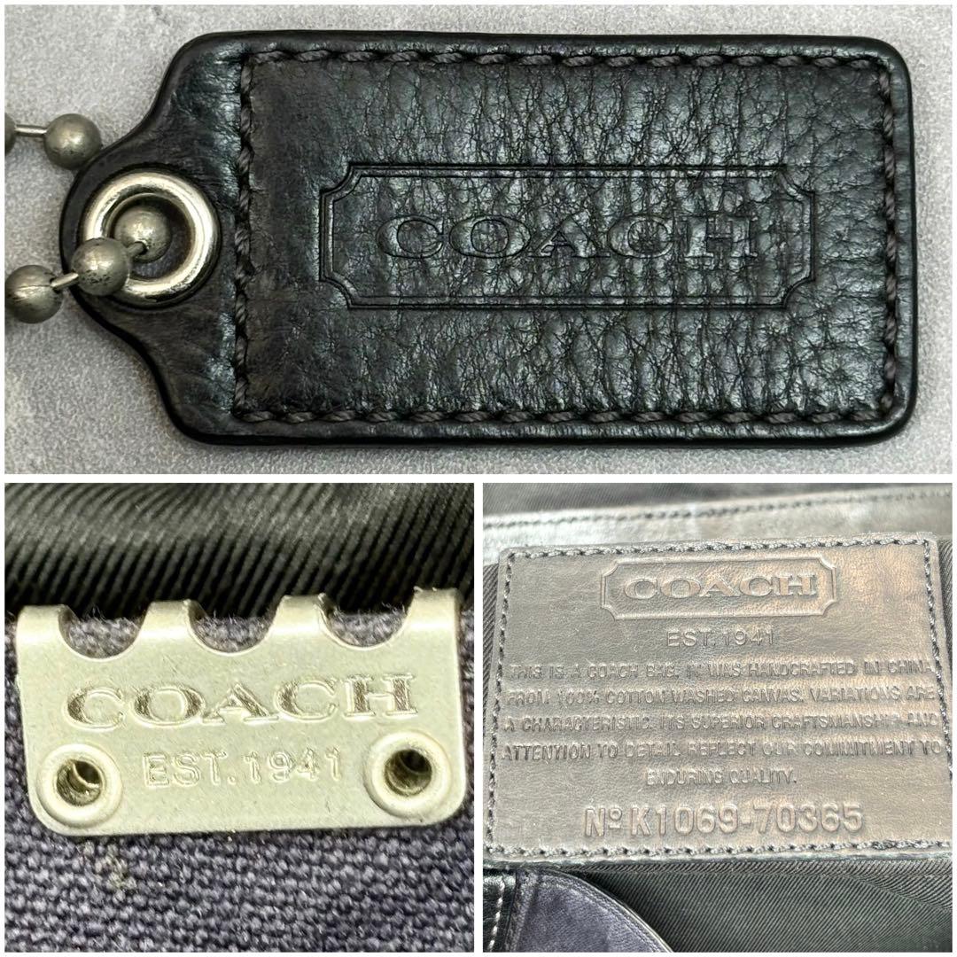 【極美品✨】 コーチ メッセンジャーバッグ ブラック ネイビー レザー 大容量