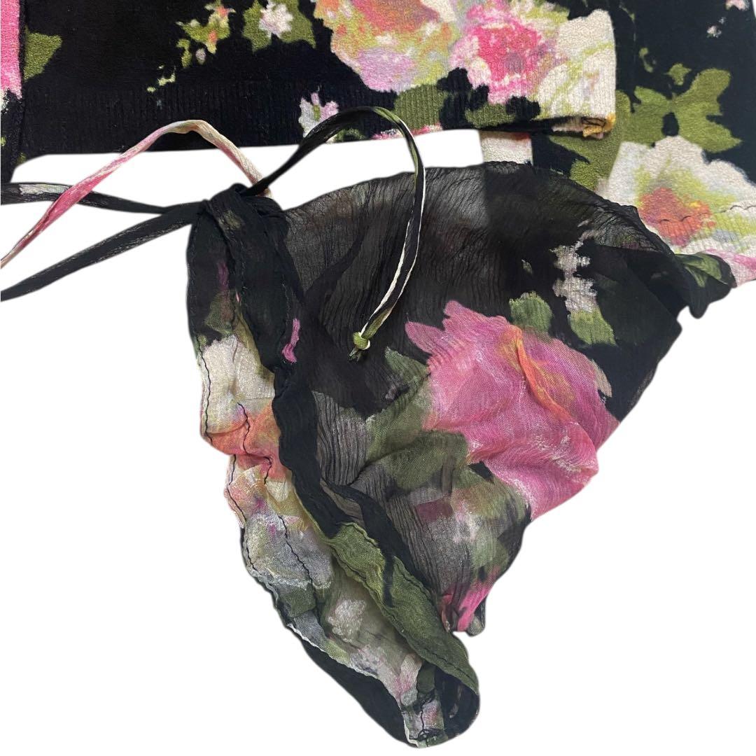 未使用品　Blumarine ブルマリン　フラワープリント　シルク　ミンクファー