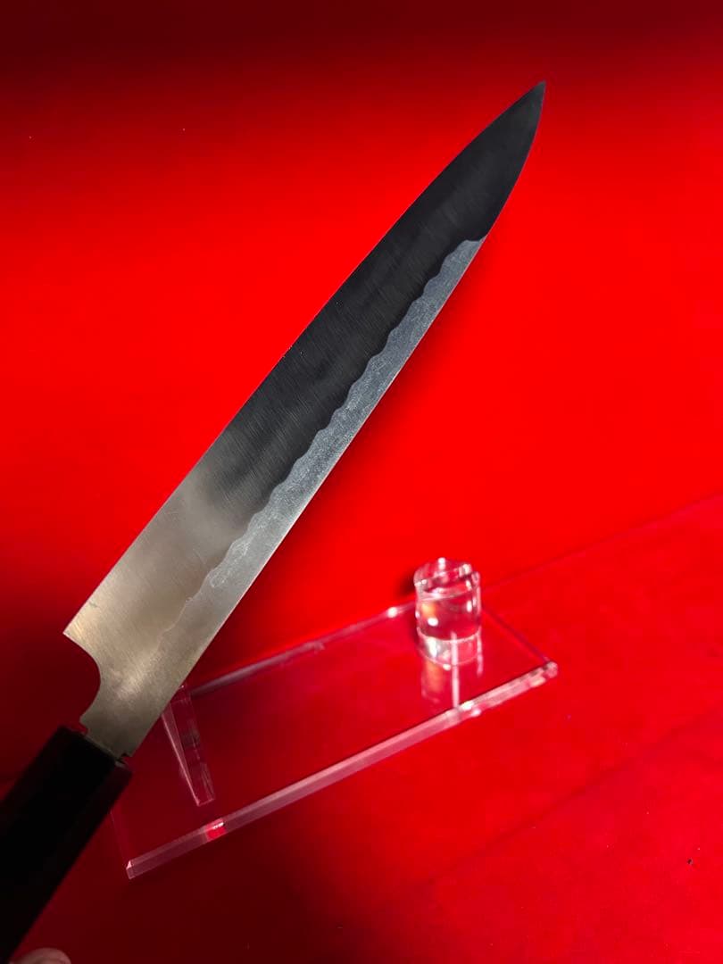 01583 包丁　柳刃　保勝　津軽打刃物　墨流　地肌綺麗　9寸　箱付　未使用品