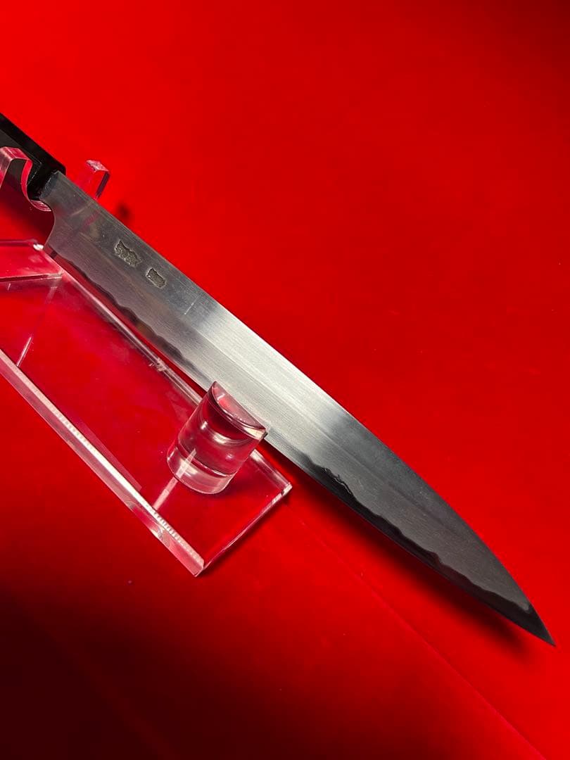 01583 包丁　柳刃　保勝　津軽打刃物　墨流　地肌綺麗　9寸　箱付　未使用品