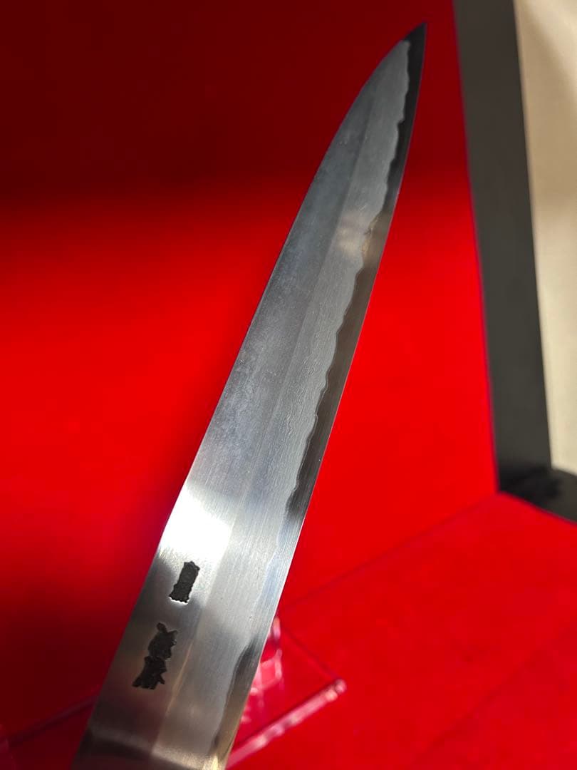 01583 包丁　柳刃　保勝　津軽打刃物　墨流　地肌綺麗　9寸　箱付　未使用品