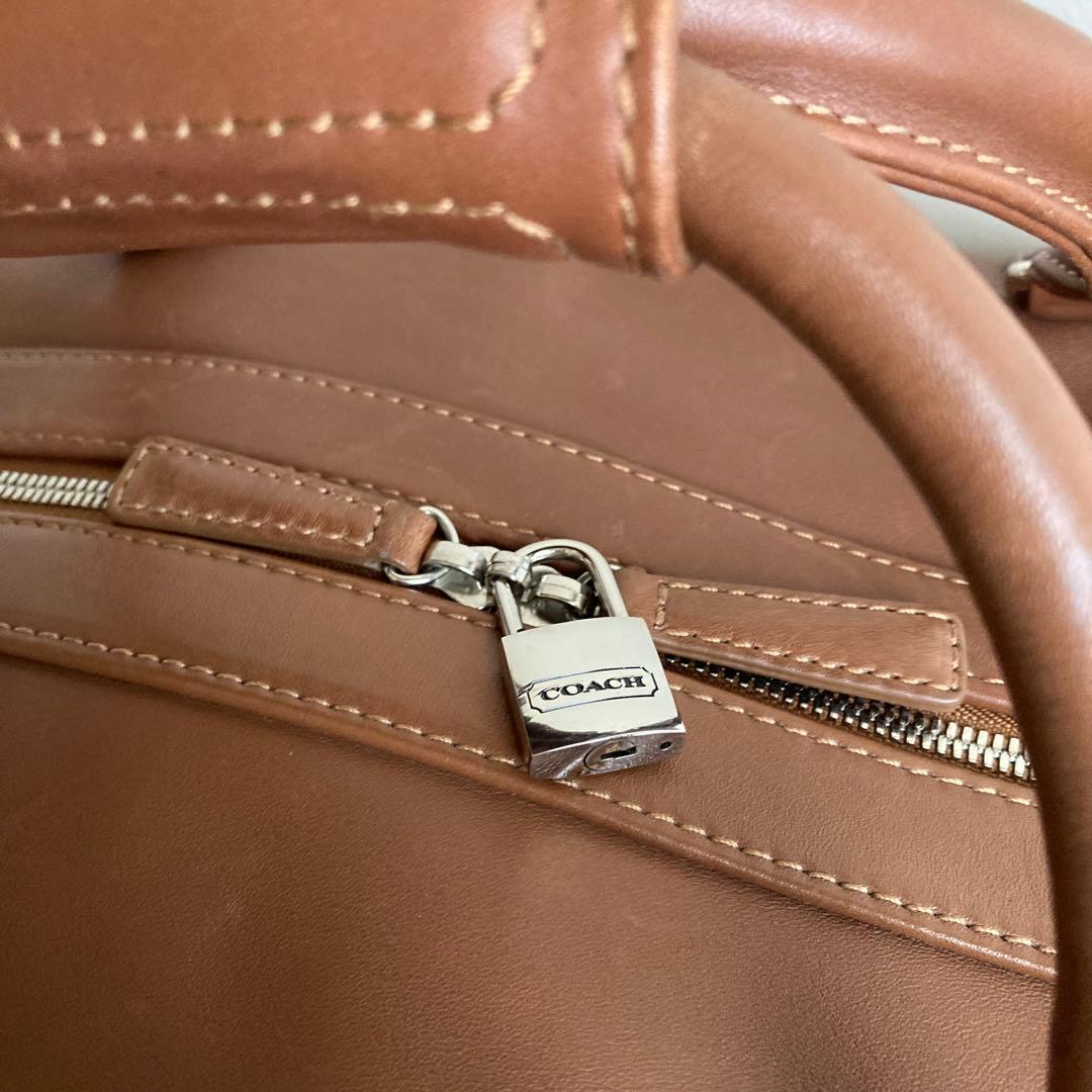 6*h様 COACH コーチ ボストン レザー 本革 バッグ 旅行 ブラウン