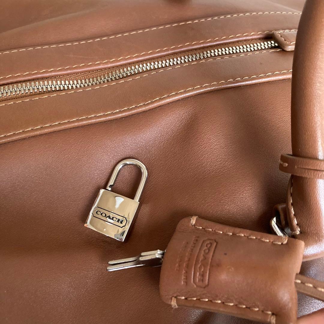 6*h様 COACH コーチ ボストン レザー 本革 バッグ 旅行 ブラウン
