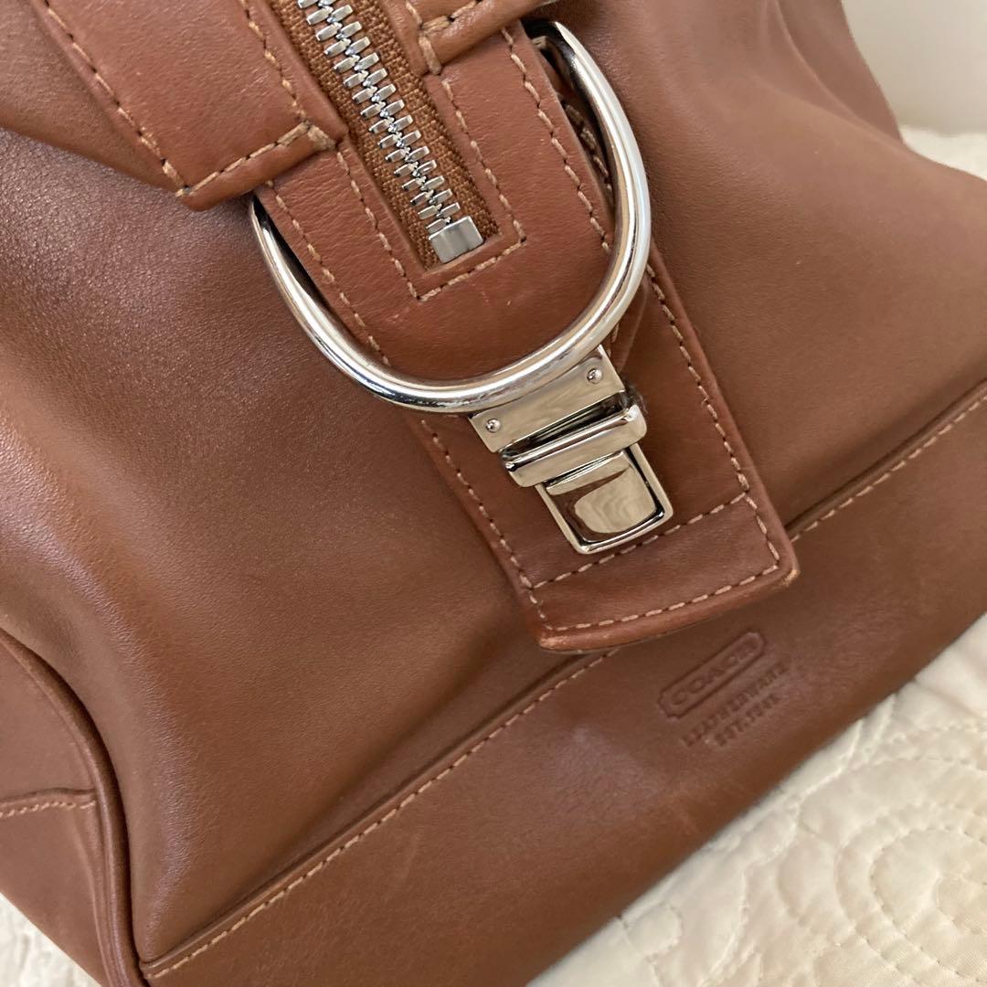 6*h様 COACH コーチ ボストン レザー 本革 バッグ 旅行 ブラウン