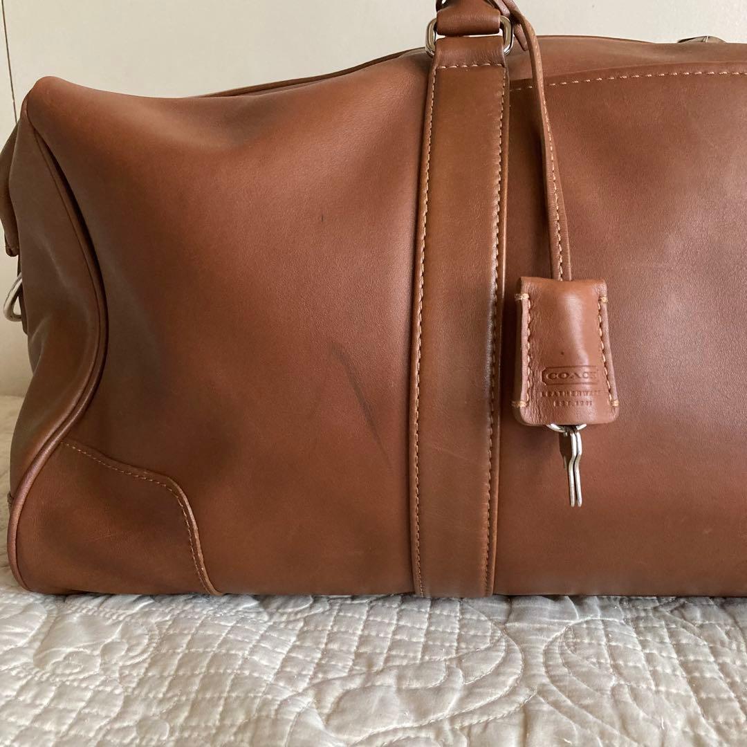 6*h様 COACH コーチ ボストン レザー 本革 バッグ 旅行 ブラウン