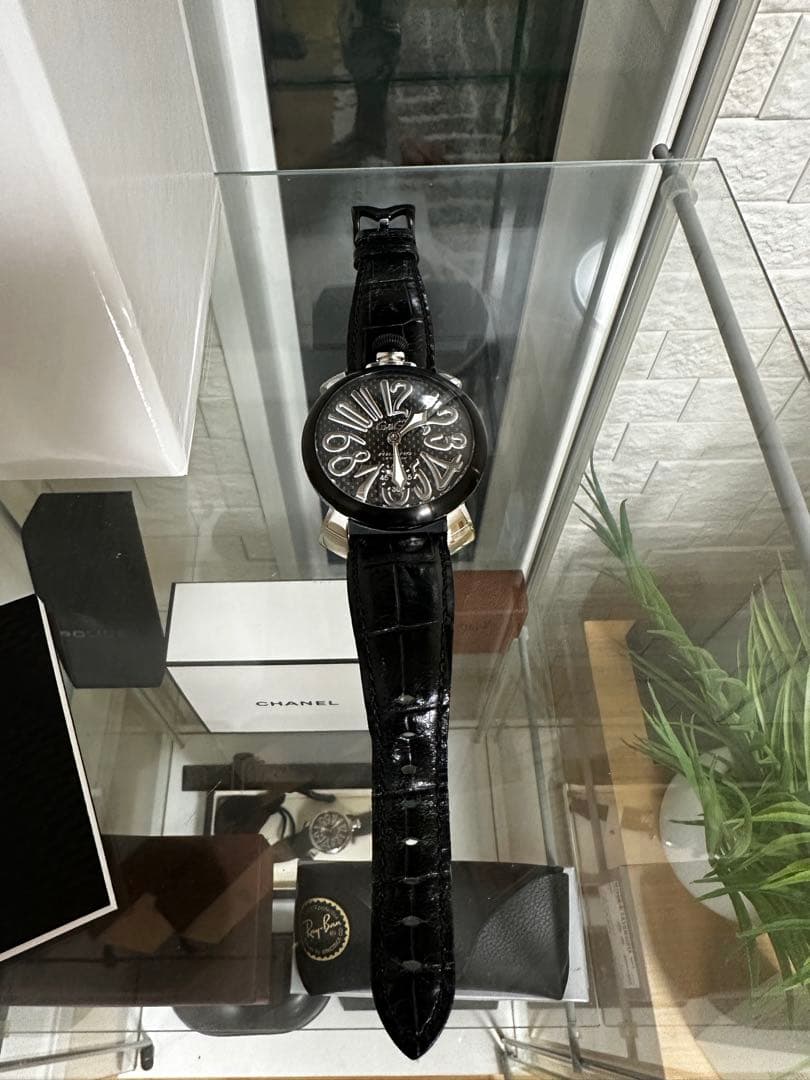 d*4様 箱付GaGa MILANO MANUALE 48 ブラック 黒 レザー