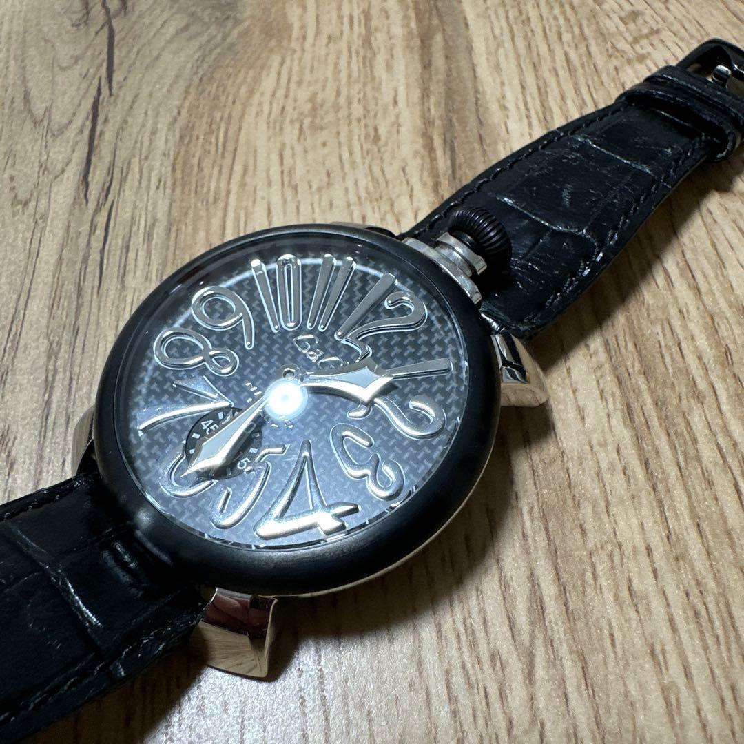 d*4様 箱付GaGa MILANO MANUALE 48 ブラック 黒 レザー