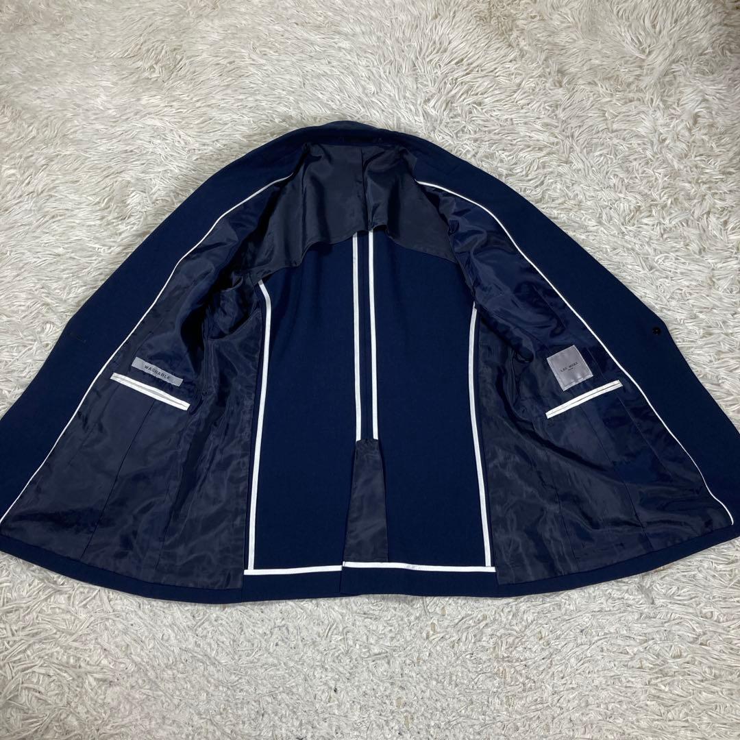 レミュー　アオキ　ネイビー　銀ボタン　ストレッチ素材　ウォッシャブル　サイズXL