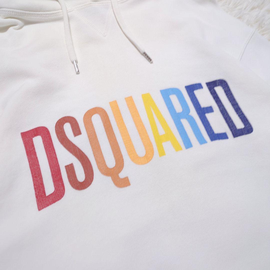 【人気モデル・良品】ディースクエアード☆パーカー プルオーバー 白×マルチカラー