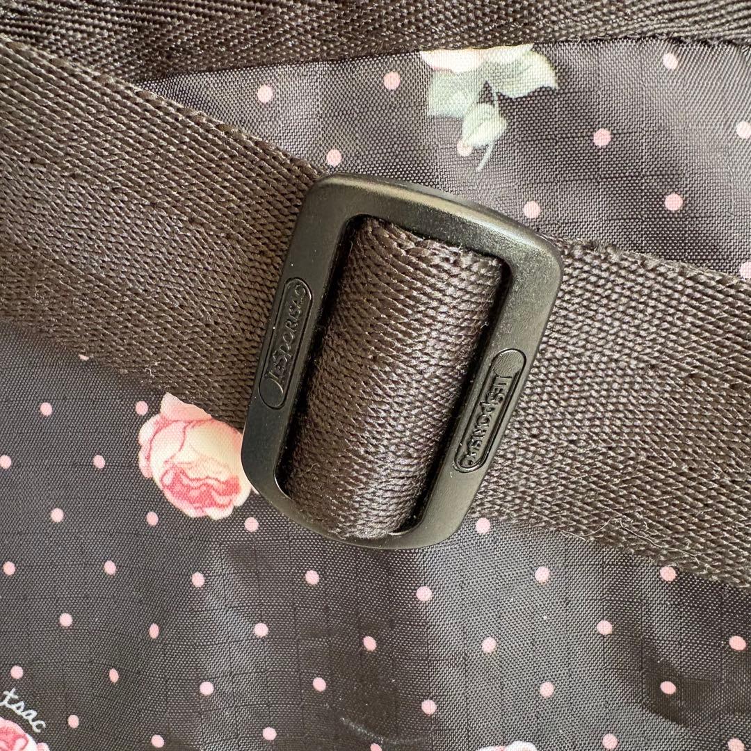 新品 レスポートサック ボストンバッグ ローズ＆ドット柄 黒 ピンク 2way