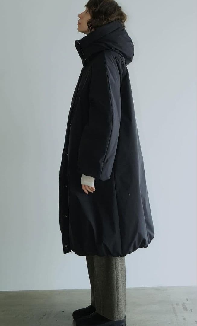 ✧CLANE✧ BALLOON HOODIE LONG DOWN COAT 黒