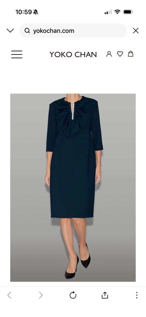 YKOCHAN ボリュームラッフルパールスリットラインドレス（黒）