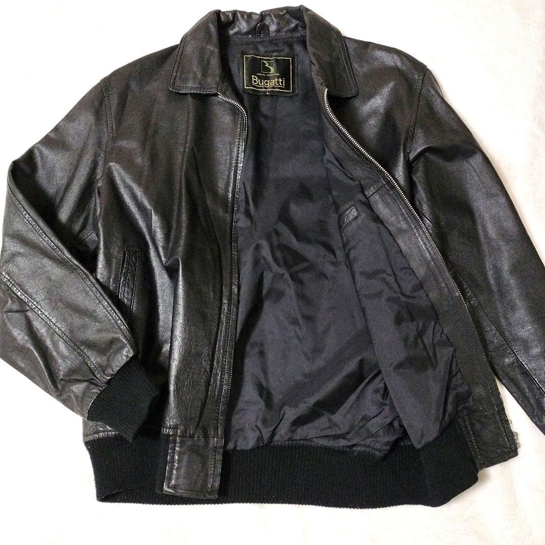 極美品✨Bugatti　レザー ジャケット 　A-2　A2　牛革　L　ブラック
