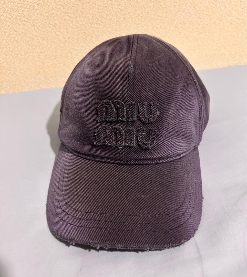 正規 完売品 Lサイズ miumiu デニム ベイスボールキャップ 美品