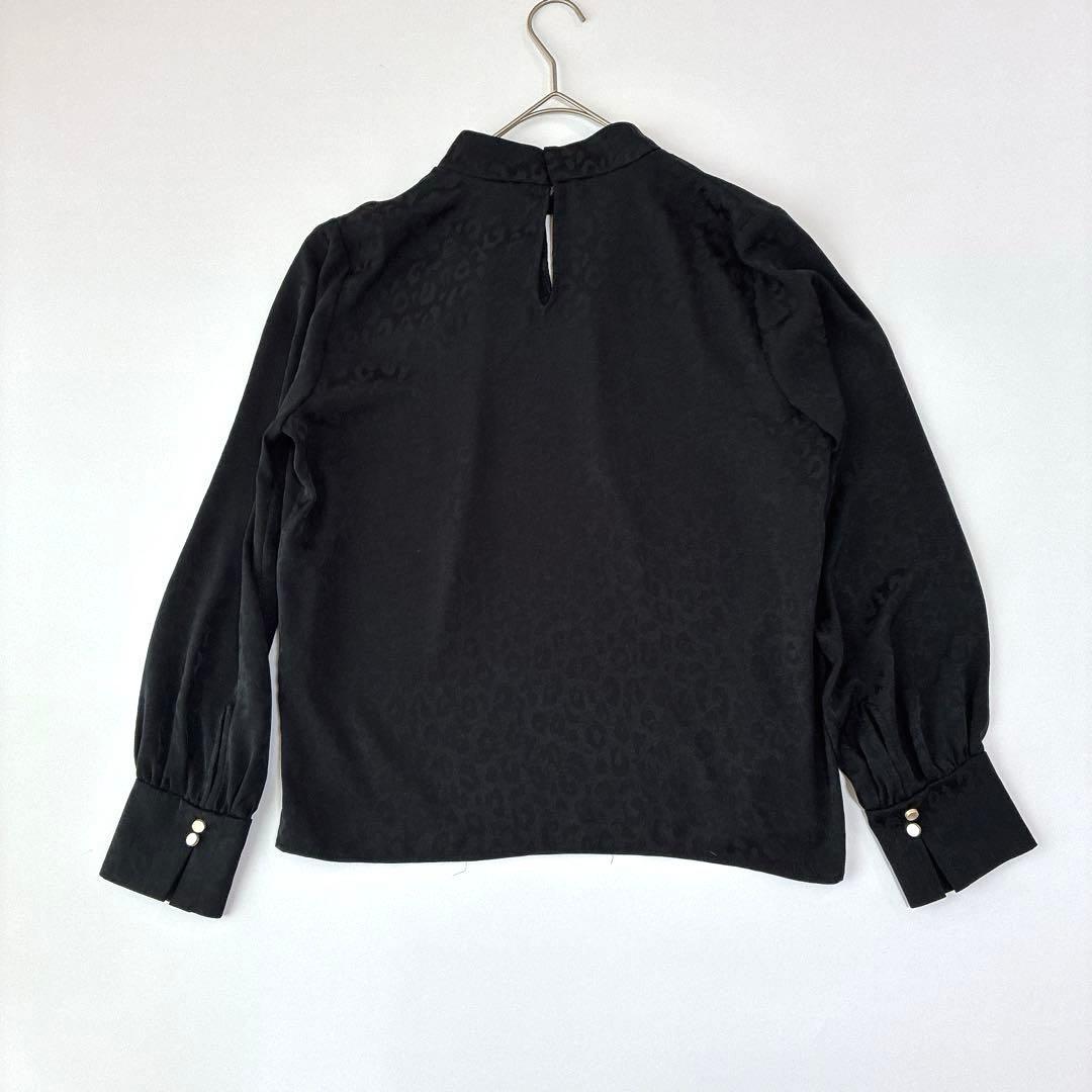 美品ブラックレオパードPINKY&DIANNE スタンドカラージャガードブラウス