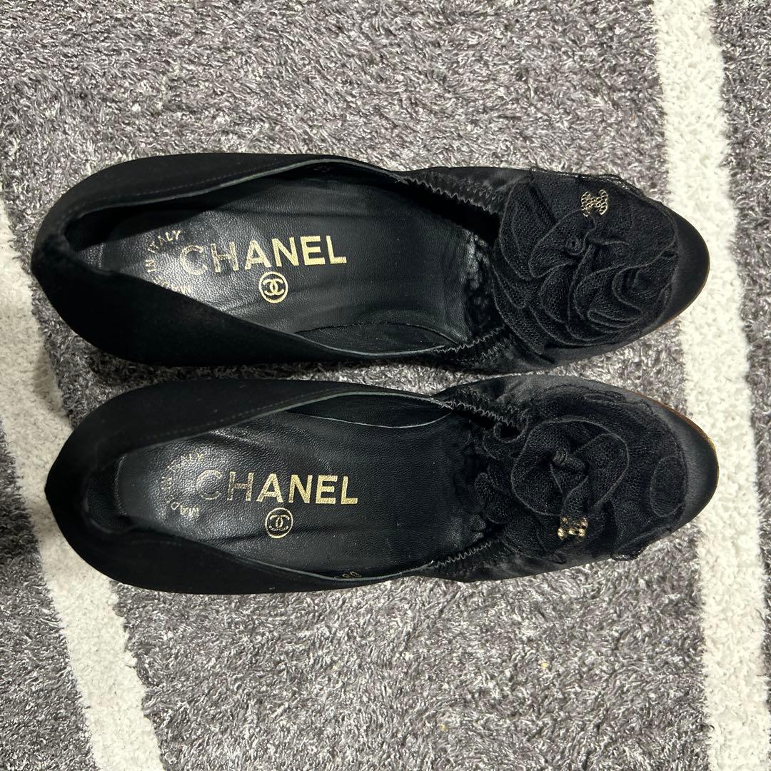 シャネル CHANEL パンプス ヒール ココマーク ミュール 黒 36