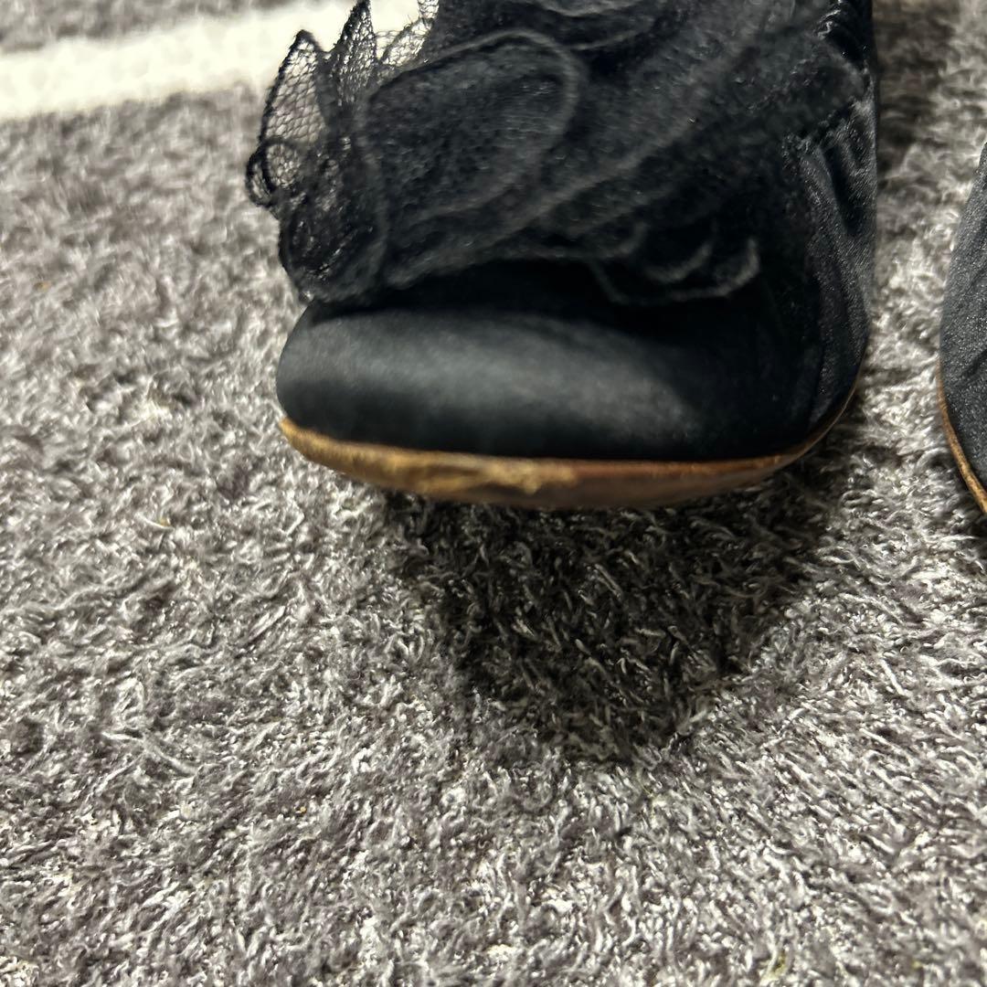 シャネル CHANEL パンプス ヒール ココマーク ミュール 黒 36