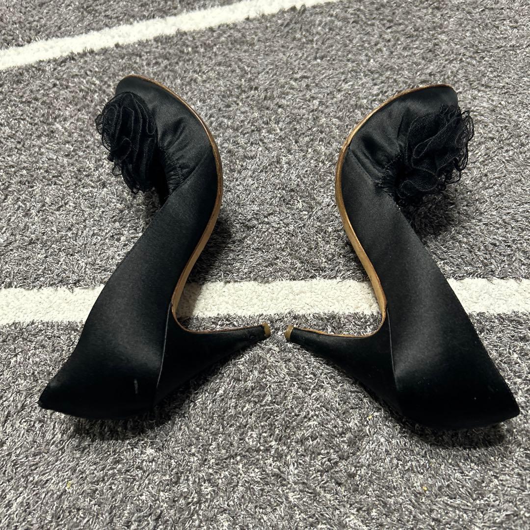 シャネル CHANEL パンプス ヒール ココマーク ミュール 黒 36