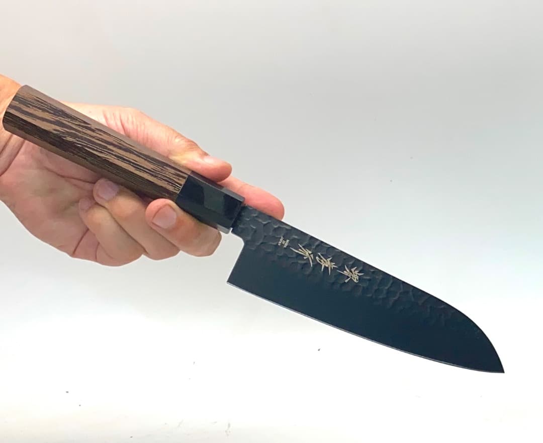 【新品未使用】堺孝行 黒影 三徳包丁 170mm V金10号 鎚目フッ素加工