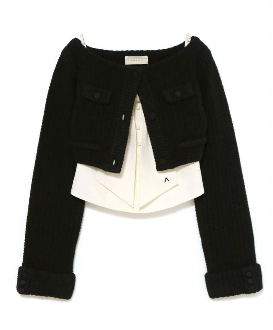 andmary twiggy tweed ribbon set tops 黒