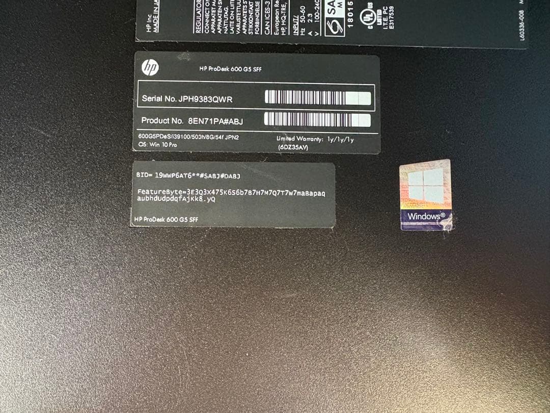 HP Prodesk 600 G5 第9世代i3 メモリ16GB SSD＋HDD