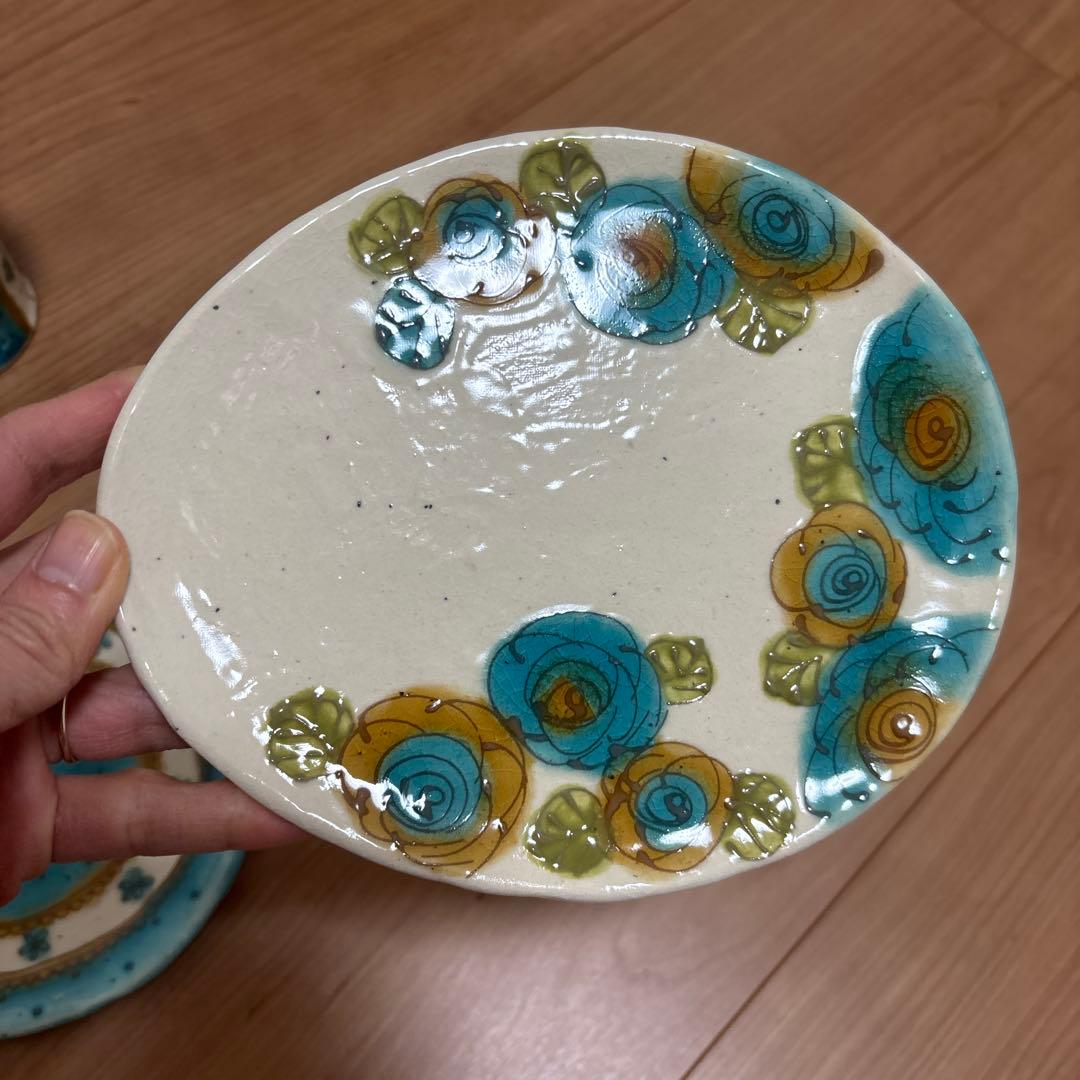 ハンドメイド作家陶器 カップと皿の4点セット