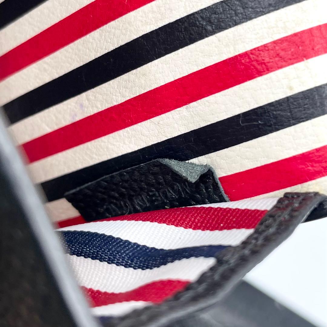 THOM BROWNE ケース　トリコロール　牛革　ブラック　箱付き