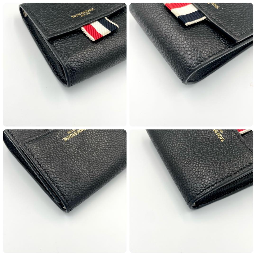 THOM BROWNE ケース　トリコロール　牛革　ブラック　箱付き