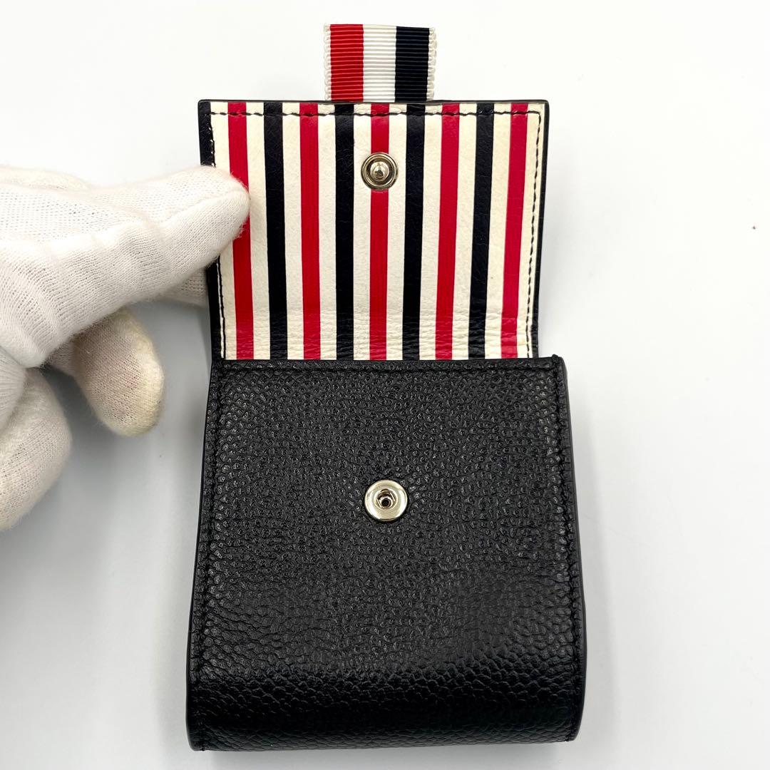 THOM BROWNE ケース　トリコロール　牛革　ブラック　箱付き