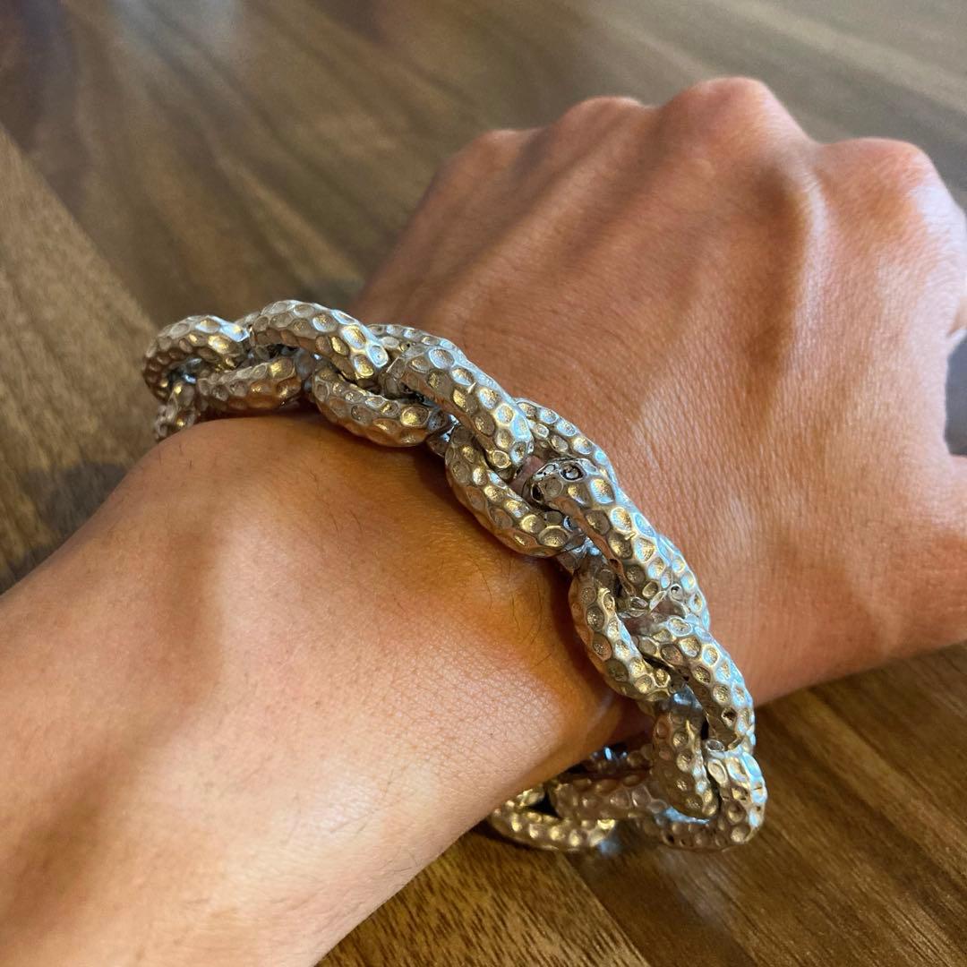 ヘビーケーブル　ブレスレット　925メキシカンジュエリー風　レトロ　シルバー