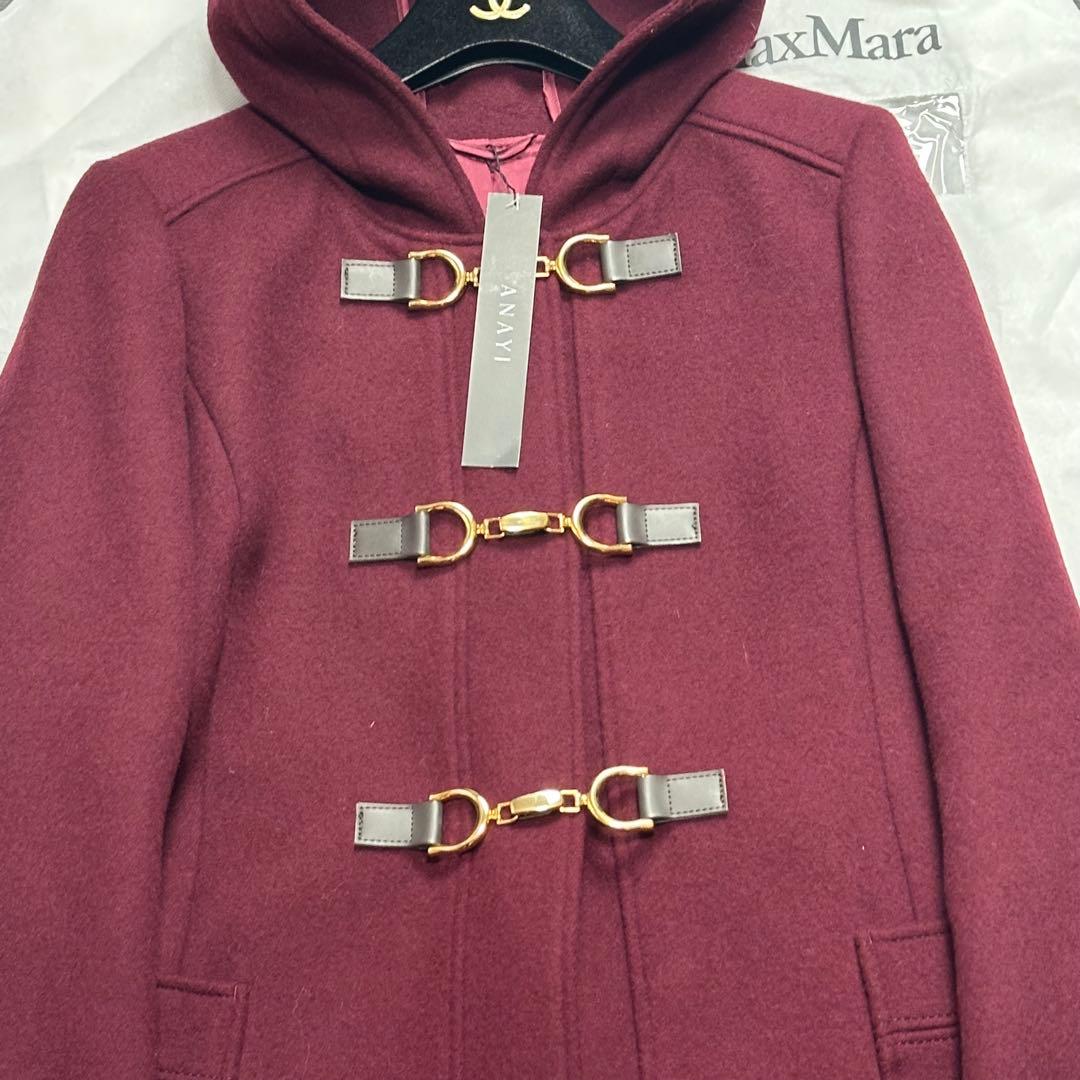 22年品♡新品タグ付き　アナイ　フード付きダッフルコート　ボルドー　38