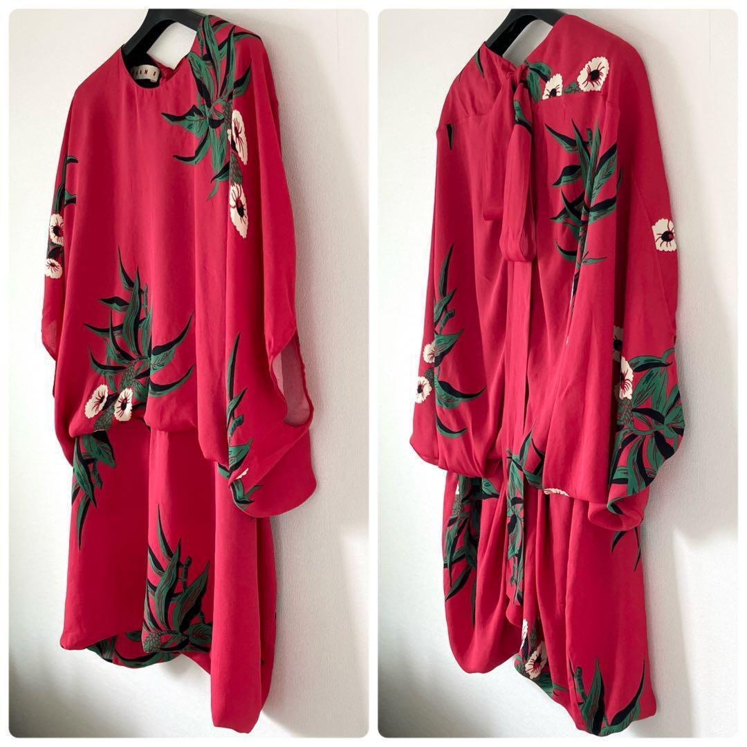 マルニ レーヨン シルク ドルマンスリーブワンピース 40 ピンク