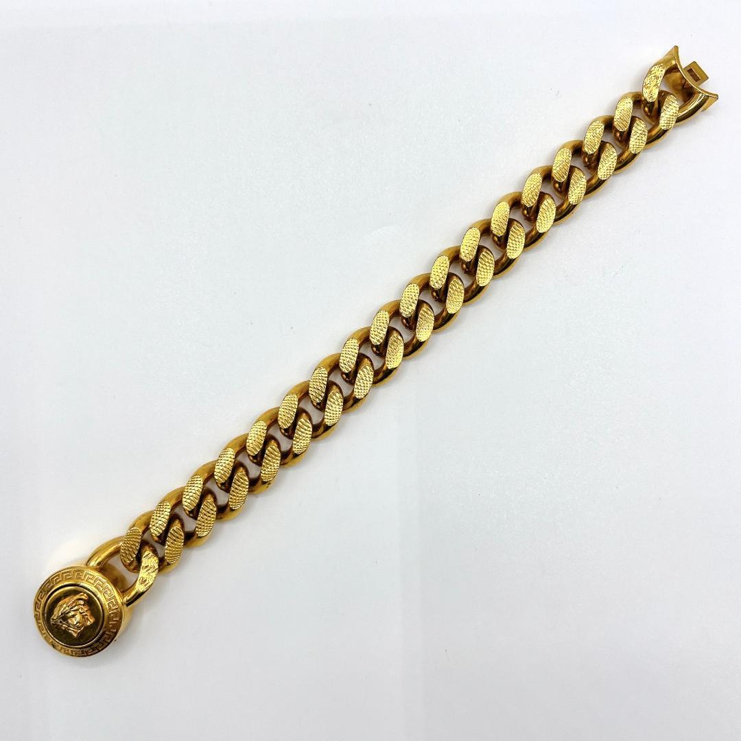 ヴェルサーチ メデューサ 喜平チェーン ブレスレット ゴールド メンズ