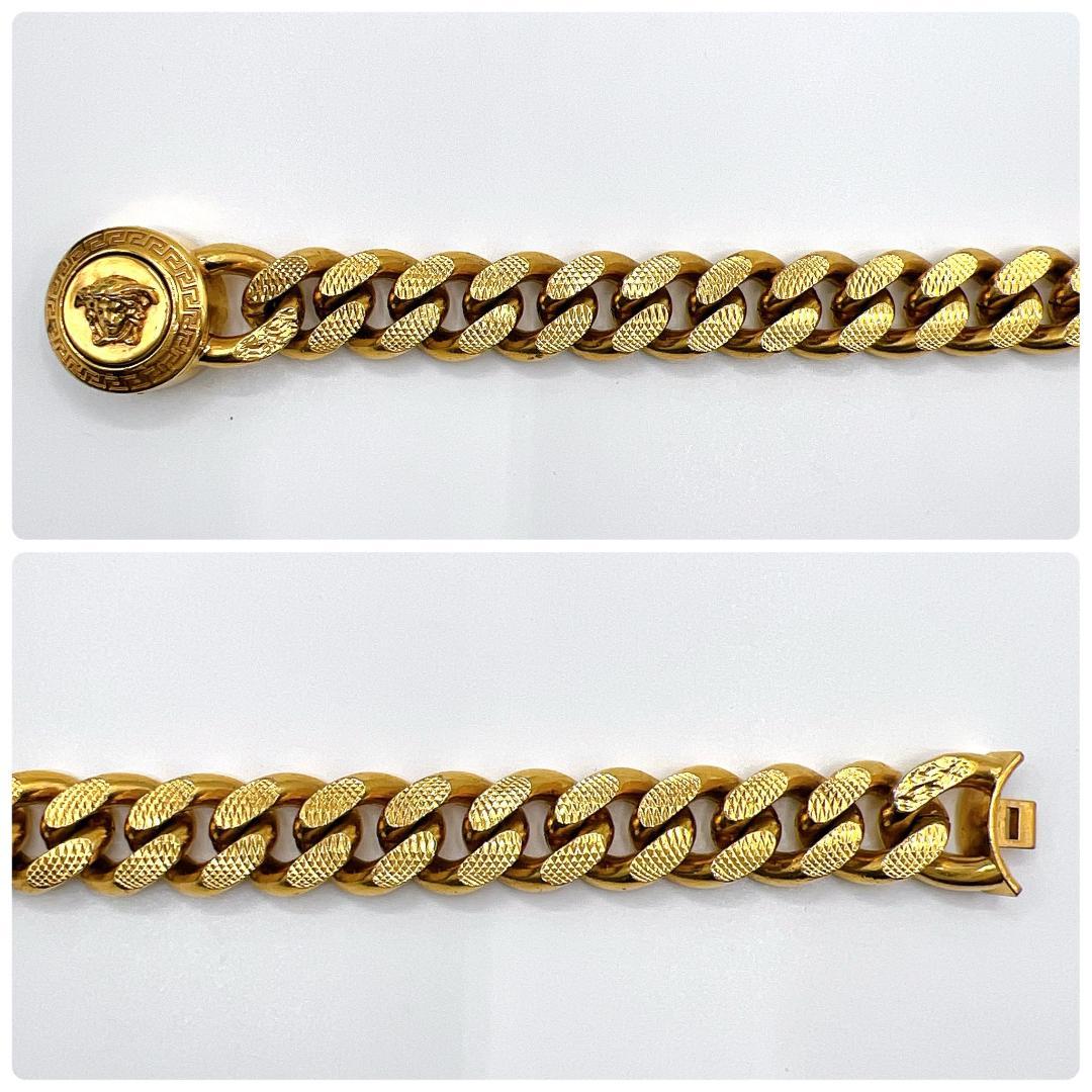 ヴェルサーチ メデューサ 喜平チェーン ブレスレット ゴールド メンズ