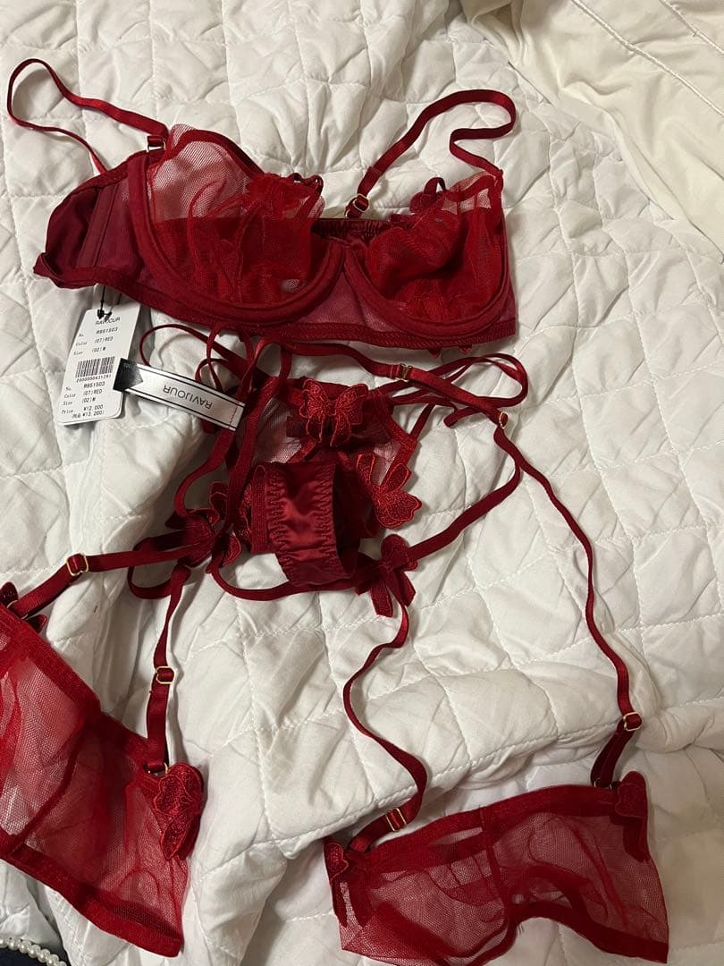 Ravijour赤ガーターセットアップ サイズM