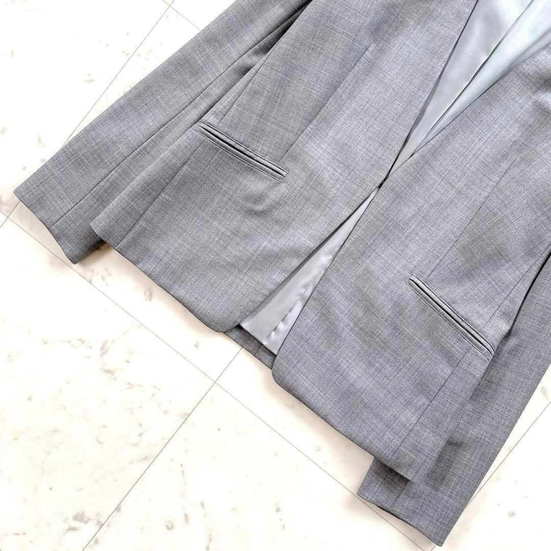 美品　プラステ　パンツスーツ　ノーカラー　グレー　セットアップ　フォーマル