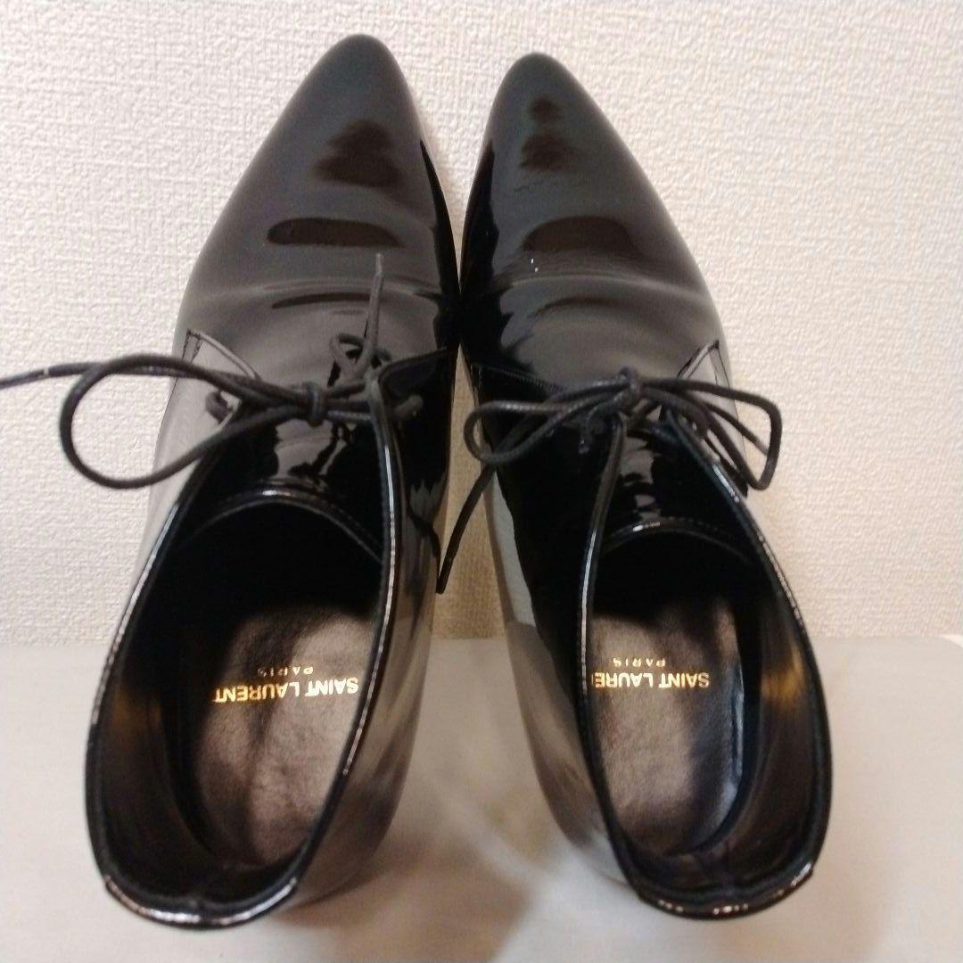 【24時間以内発送 美品】サンローラン エナメル レースアップ アンクルブーツ