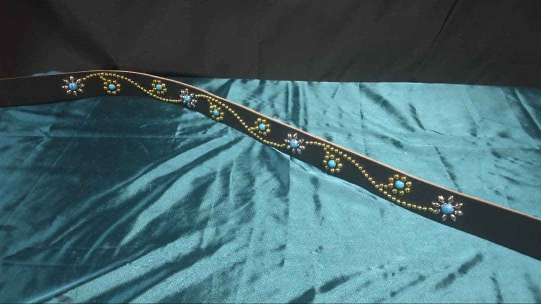 昭南ベンズレザーツタ&フラワースタッズベルト　タイプB　ターコイズ