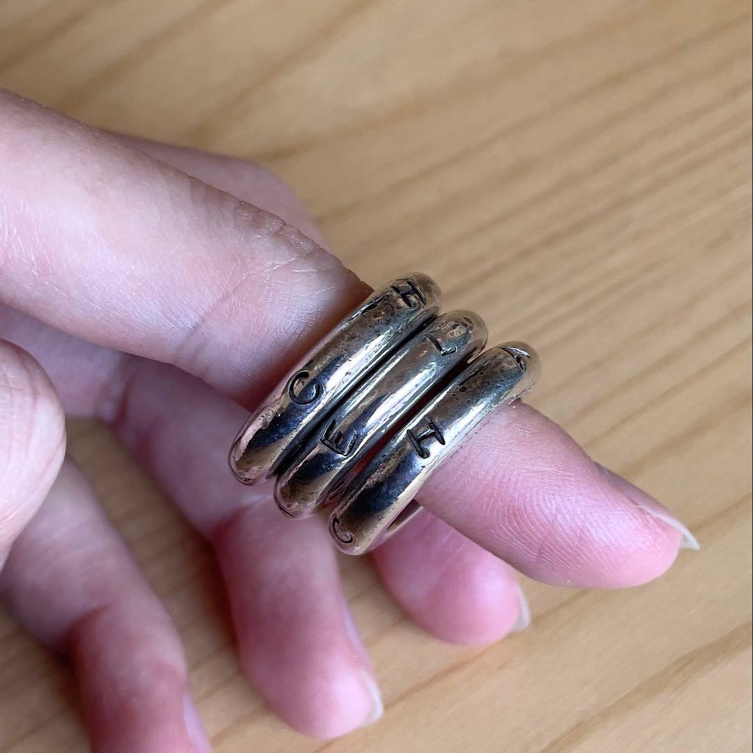 CHANEL シャネル ロゴ 2連リング SV925 ヴィンテージ11号