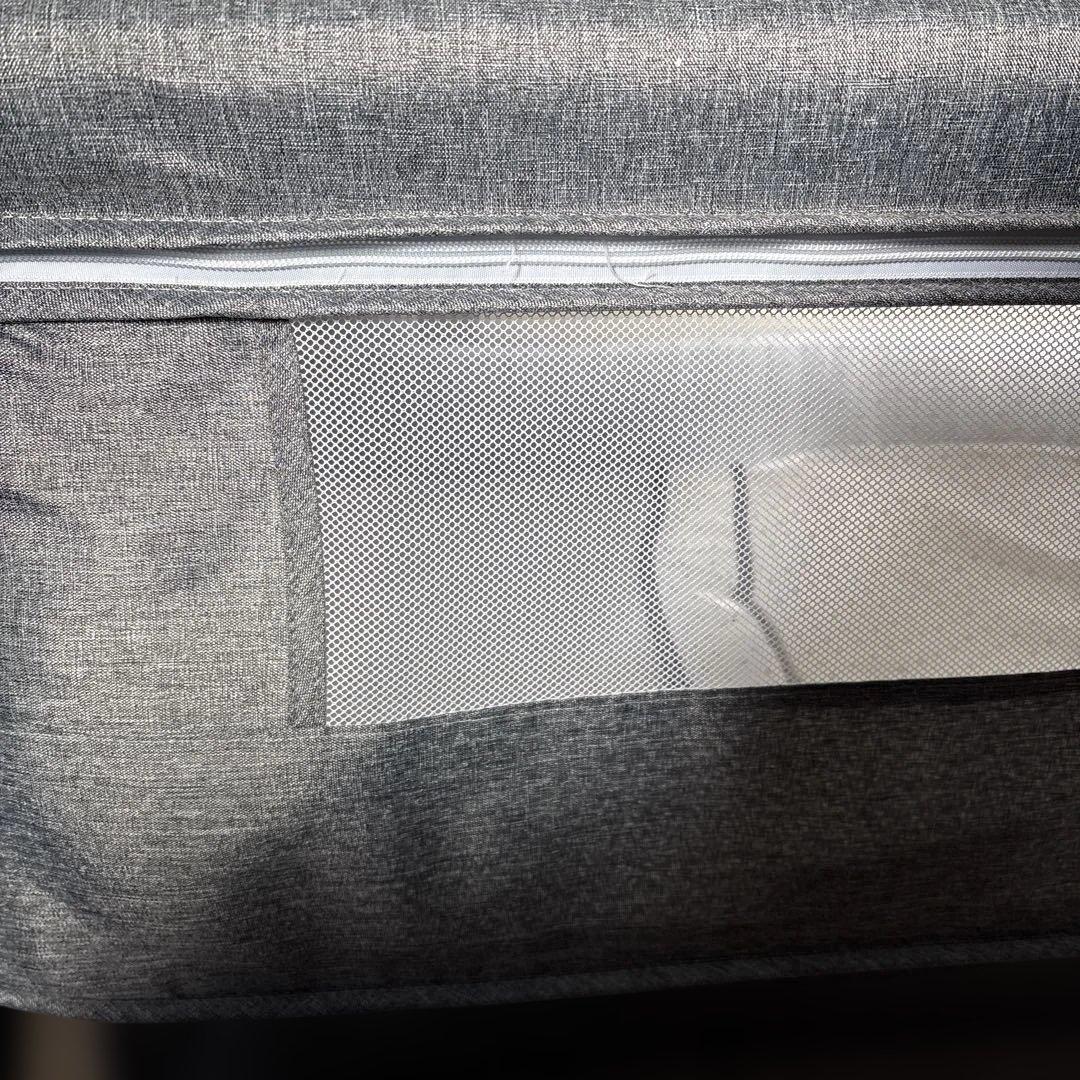 【美品】グレー　ベビーベッド 蚊帳カバー付き