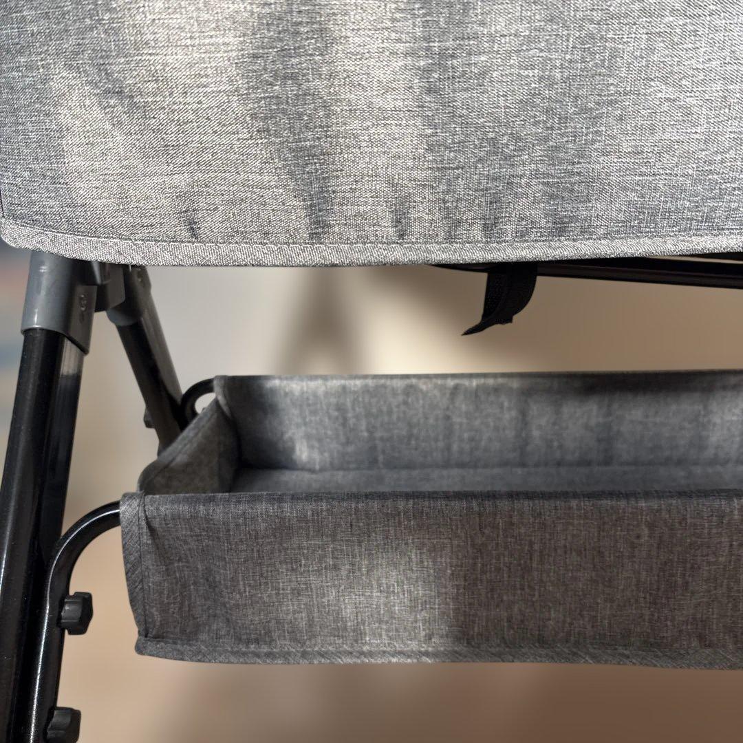 【美品】グレー　ベビーベッド 蚊帳カバー付き