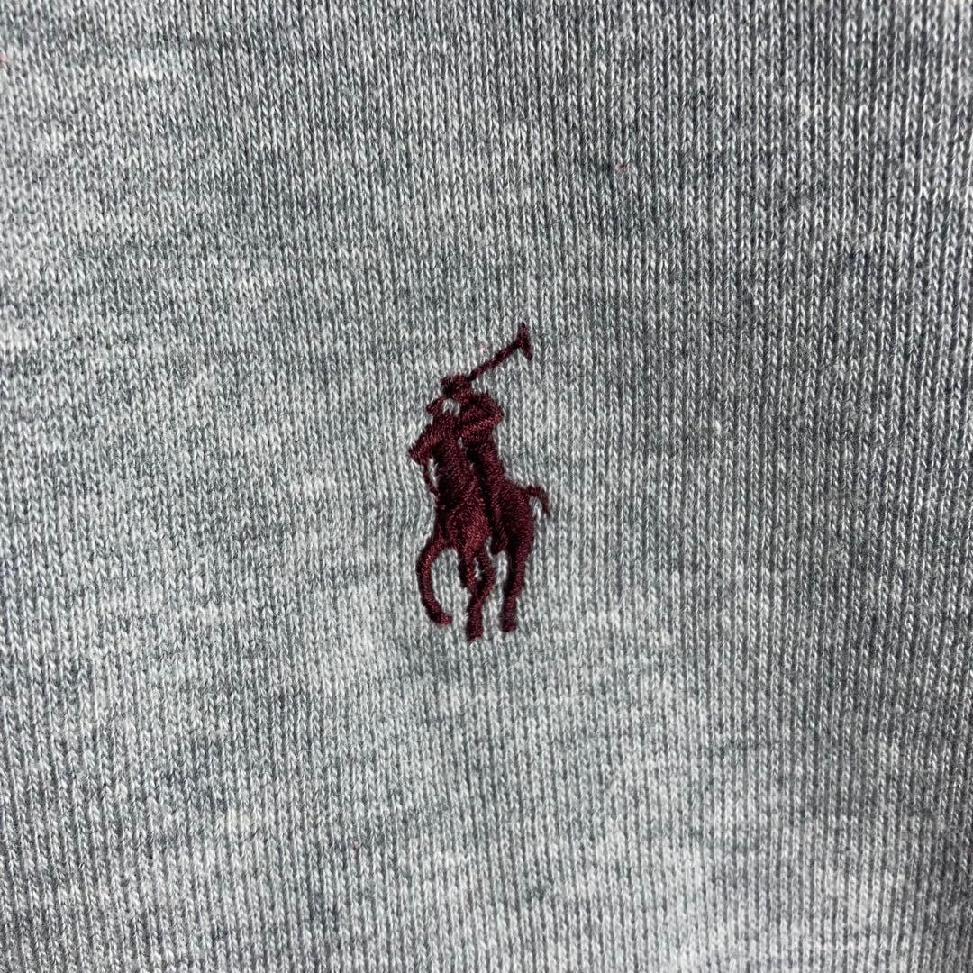 【肉厚】RALPH LAUREN フルジップ パーカー 刺繍ロゴ グレー 2XL