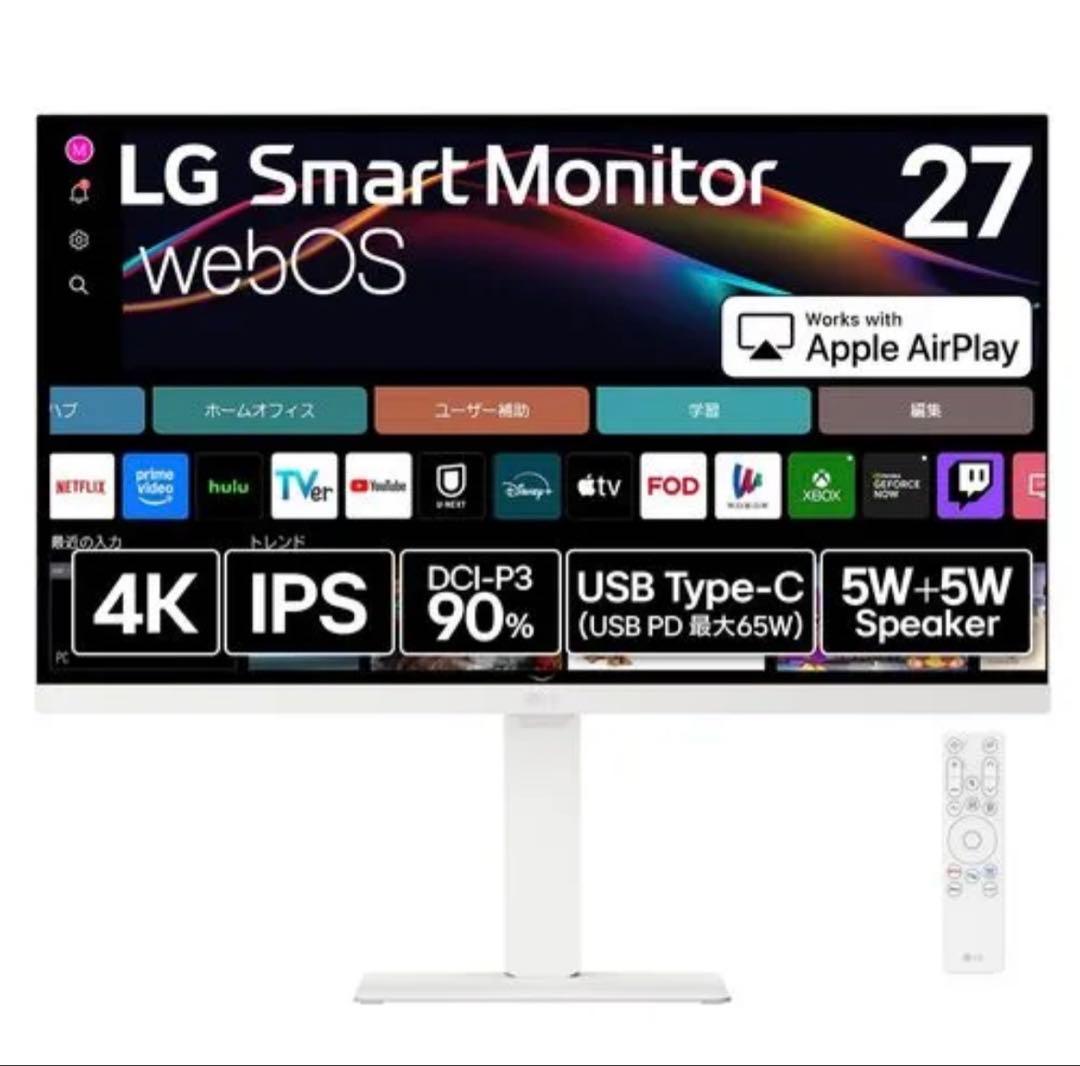 LGスマートモニター/27型/4K IPSパネル/27U730SA-W