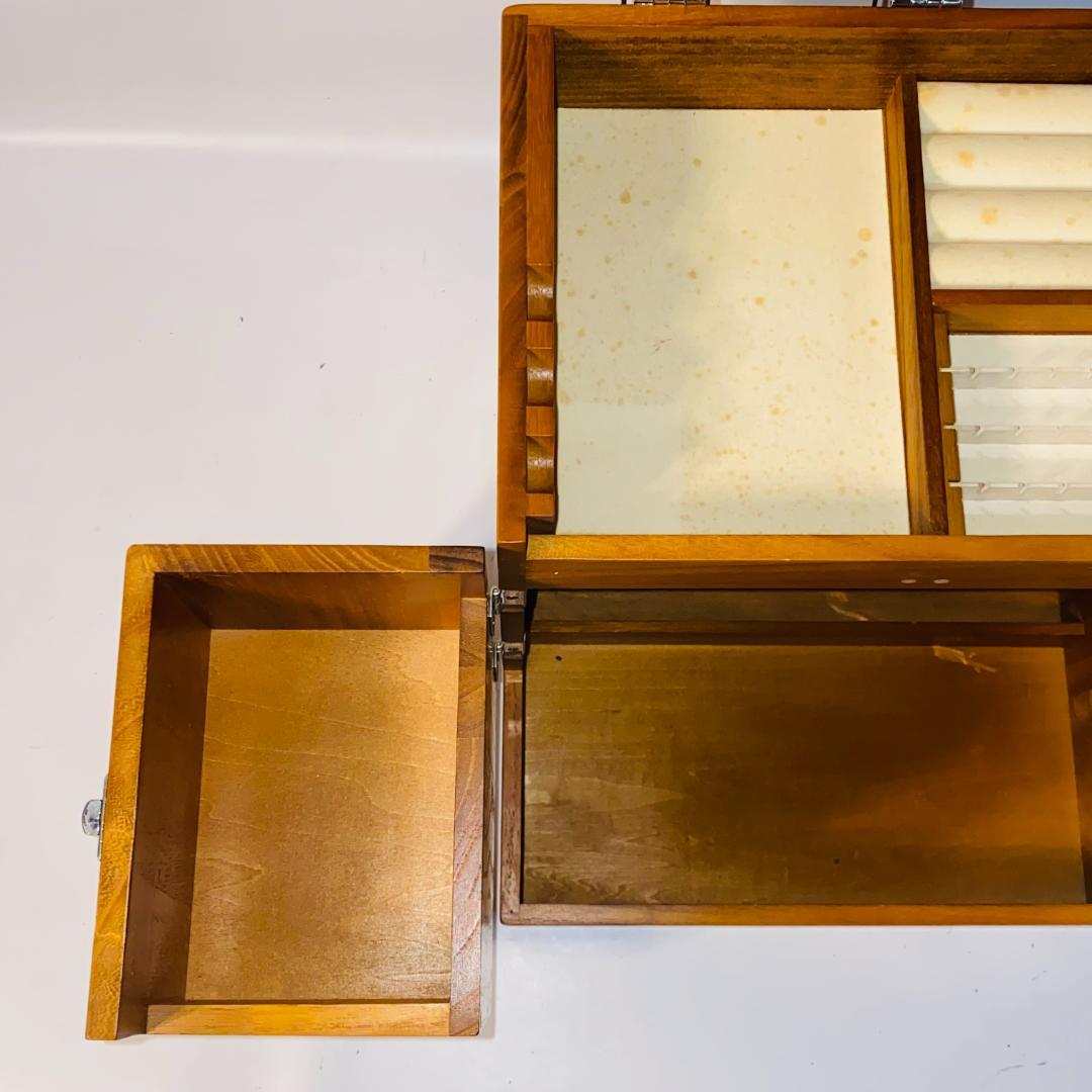 化粧箱 木目 三面鏡 木製 レトロ メイクボックス ドレッサー ② 送料込み